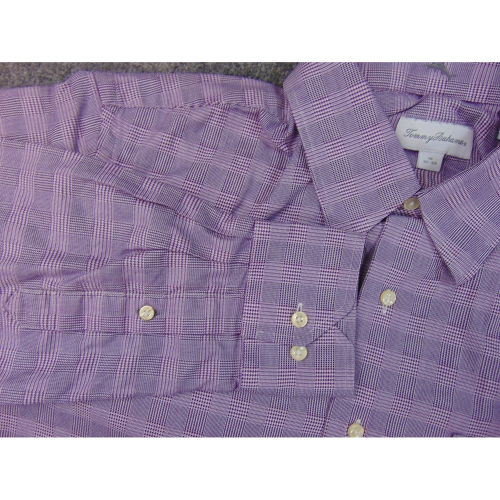 Tommy Bahama Button Up Shirt Men 16x32/33 Purple Plaid‎ Long Sleeve Prep Coastal